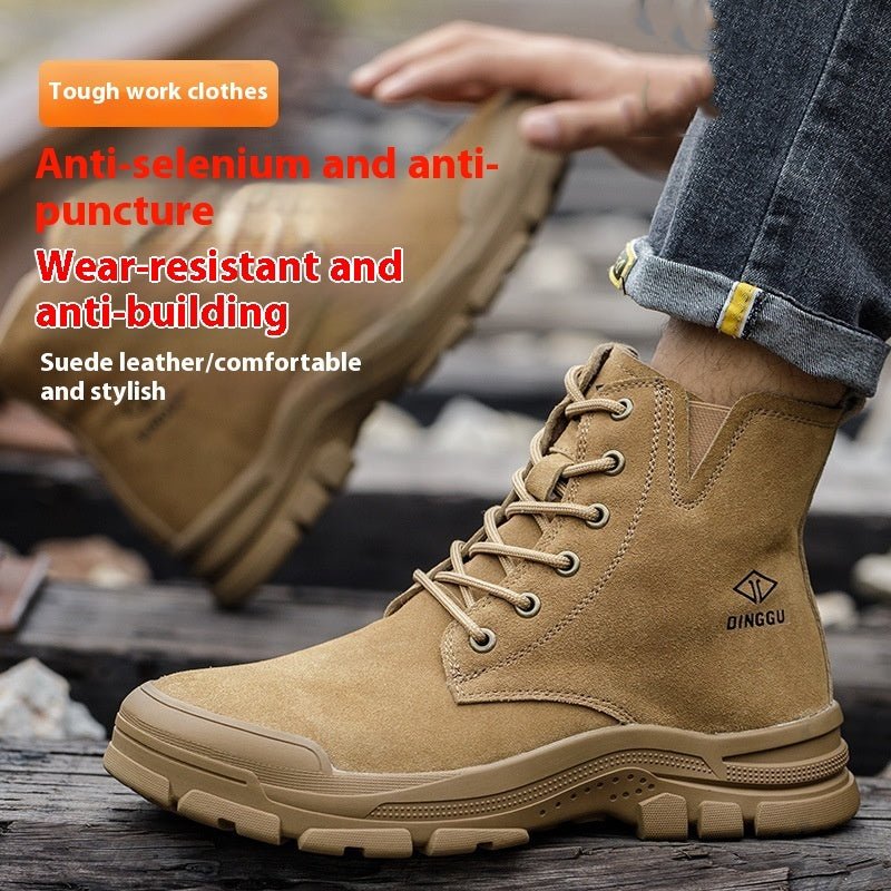 Exclusive Labor Protection Cotton Shoes | Steel Toe Work Boots — Brown Four Seasons Edition — Size 38 — Side View