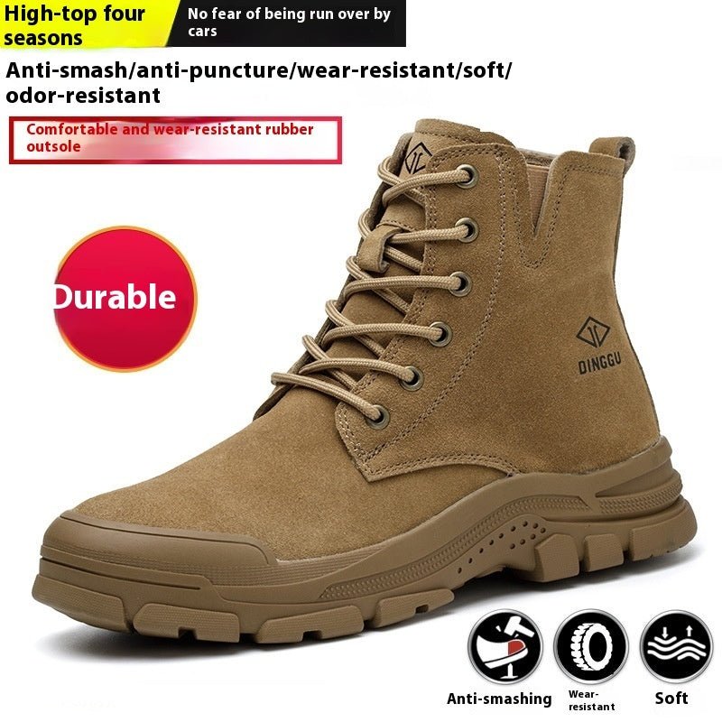 Exclusive Labor Protection Cotton Shoes | Steel Toe Work Boots — Brown Four Seasons Edition — Size 38 — Lifestyle View