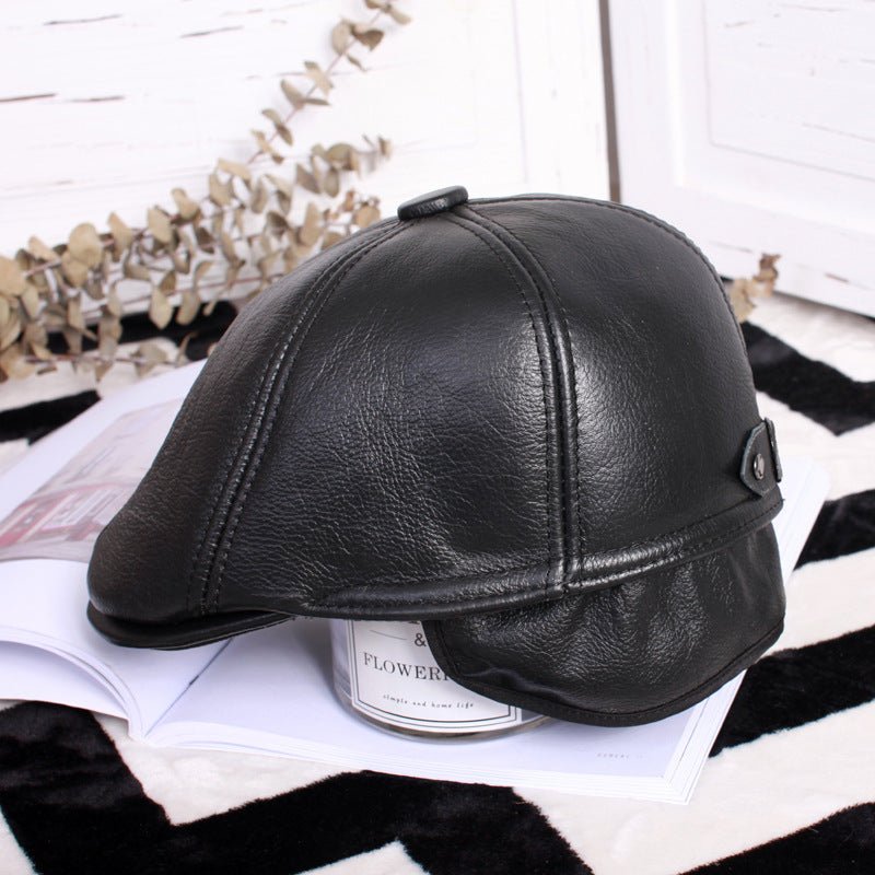 Exclusive Leather beret thin ladies hat — Black — Lifestyle View