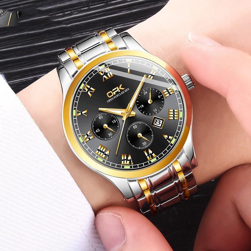 Exclusive Luminous Quartz Watch For Men — Black Men With Steel Belt — Alternate View 9