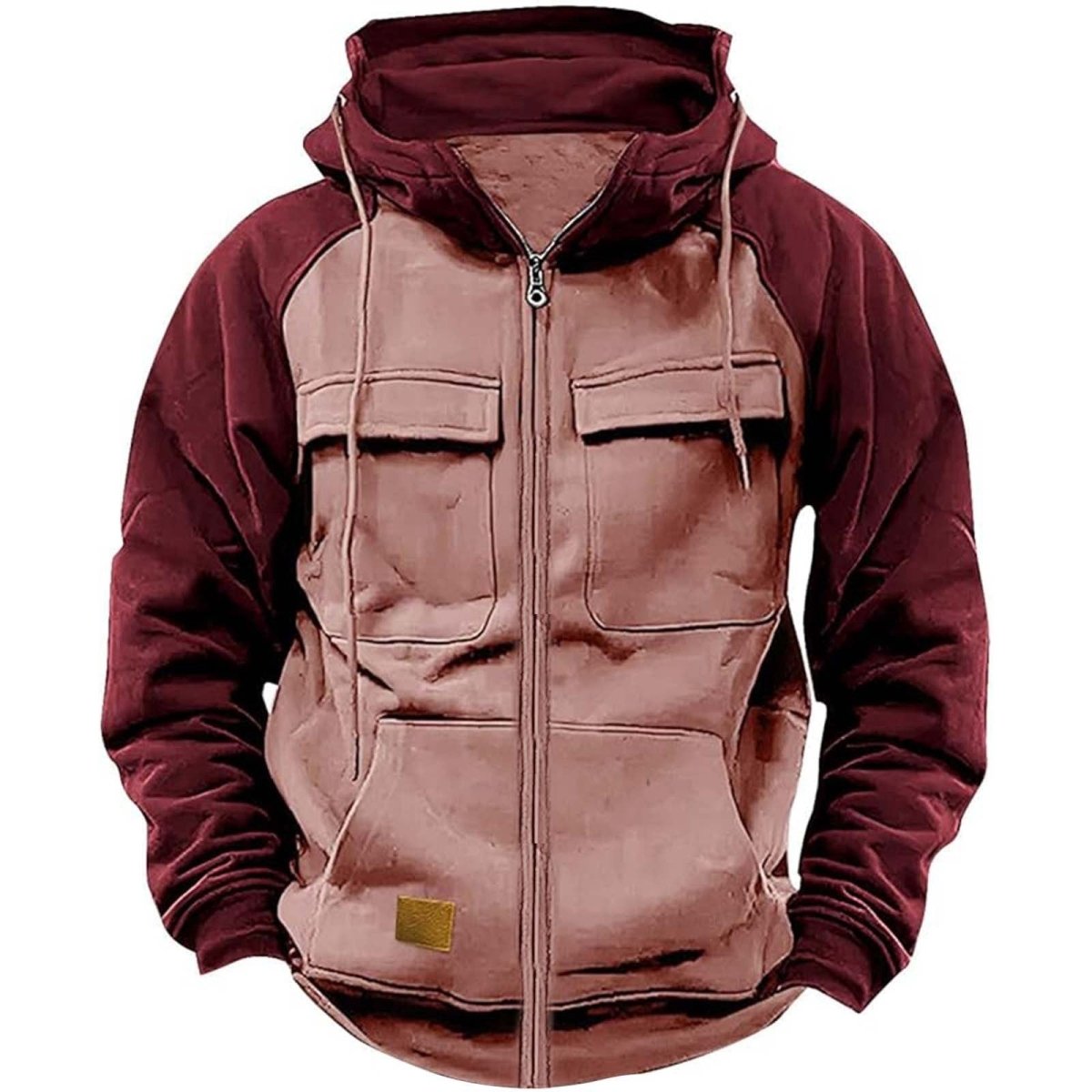 Exclusive Men's Hoodie Youth Sports Multi-pocket Workwear — Black — Size S — Top View