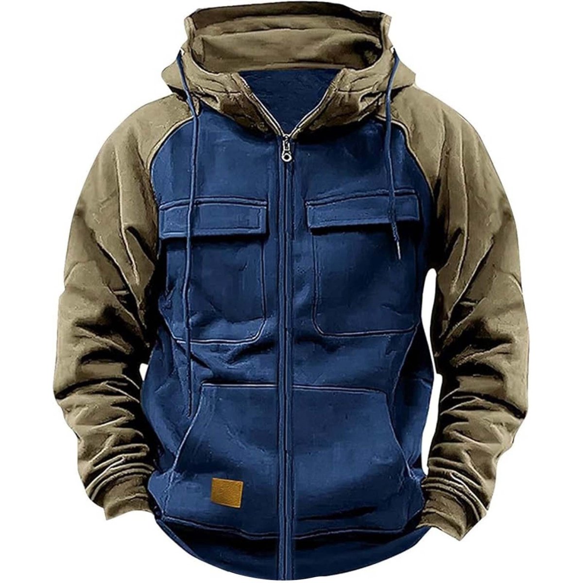 Exclusive Men's Hoodie Youth Sports Multi-pocket Workwear — Black — Size S — Lifestyle View