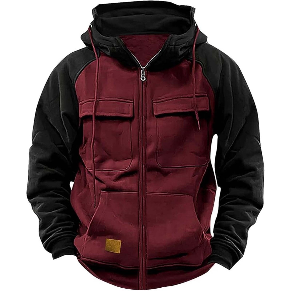 Exclusive Men's Hoodie Youth Sports Multi-pocket Workwear — Black — Size S — Side View