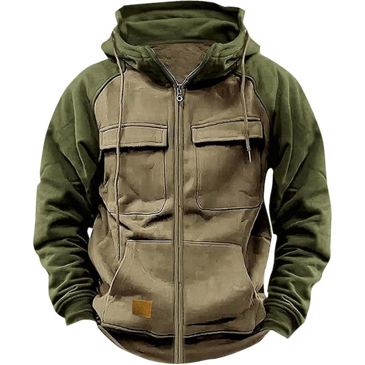 Exclusive Men's Hoodie Youth Sports Multi-pocket Workwear — Black — Size S — Detail View