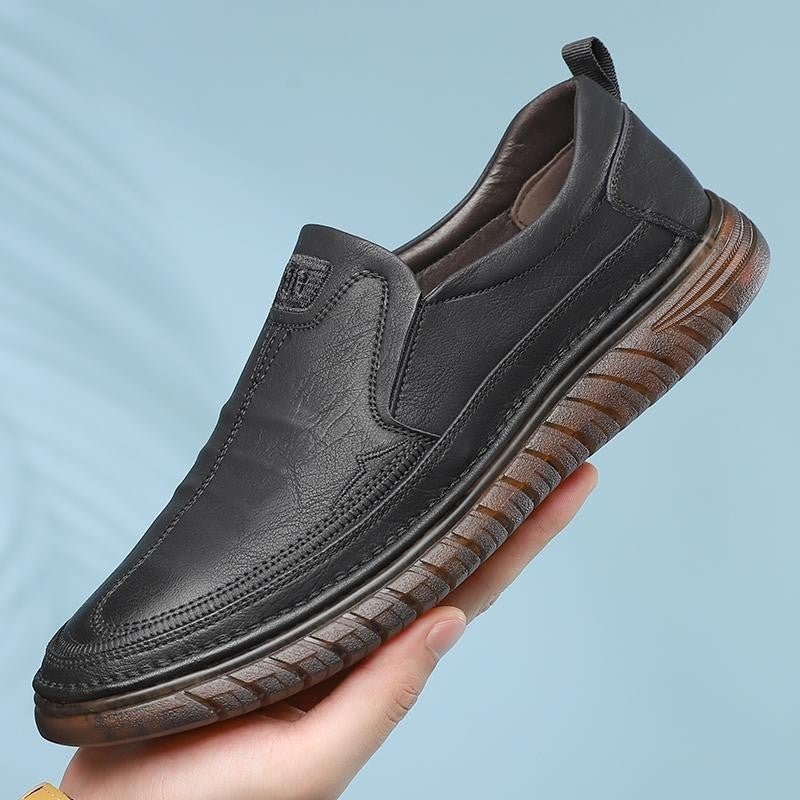 Exclusive Men's Leather Shoes — Black Four Seasons — Size 38 — Back View