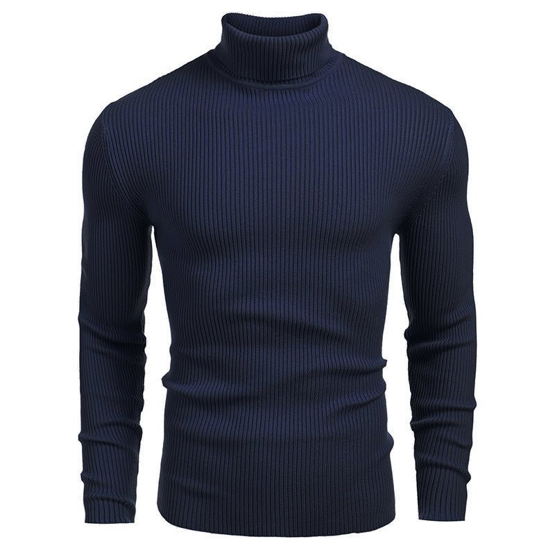 Exclusive Men's Slim-fit Turtleneck Long-sleeved Sweater — White — Size M — Alternate View 9