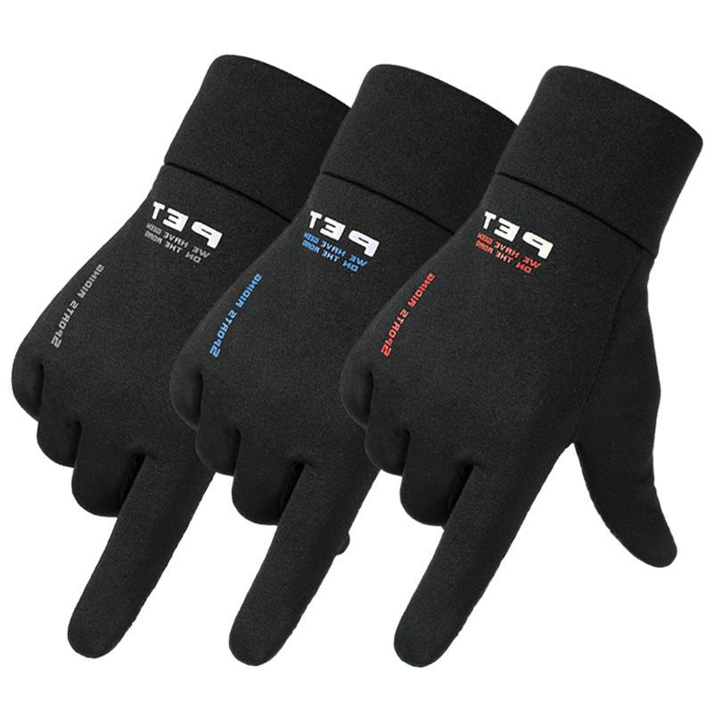 Exclusive Men's Waterproof Non-slip And Warm Touch Screen Cycling Gloves — Red — Front View