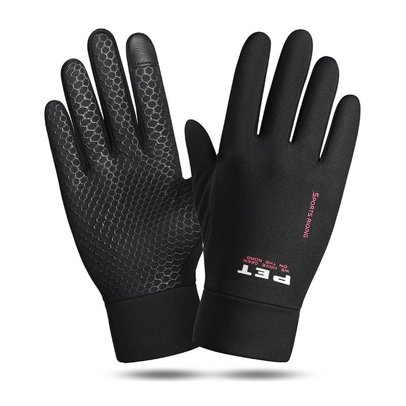 Exclusive Men's Waterproof Non-slip And Warm Touch Screen Cycling Gloves — Red — Top View