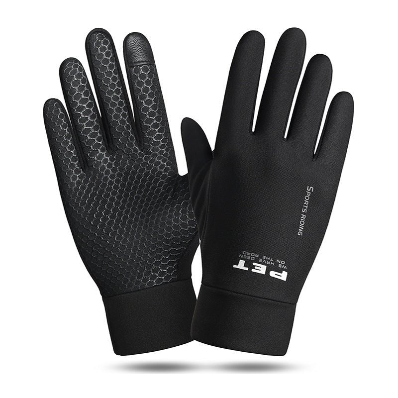 Exclusive Men's Waterproof Non-slip And Warm Touch Screen Cycling Gloves — Red — Lifestyle View