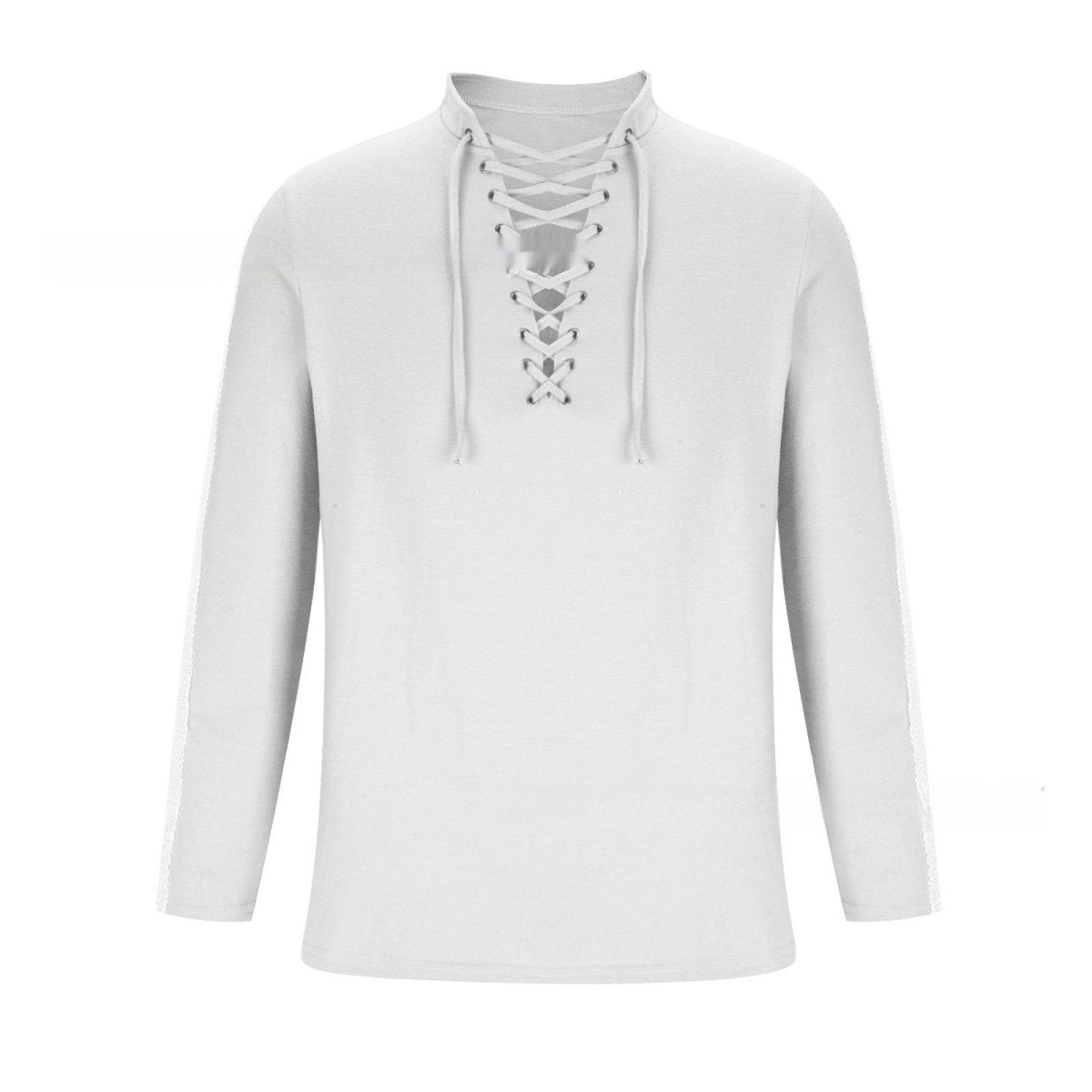 Exclusive Mesh Long-sleeved Solid Color Collar Top — Dark Gray — Size S — Lifestyle View