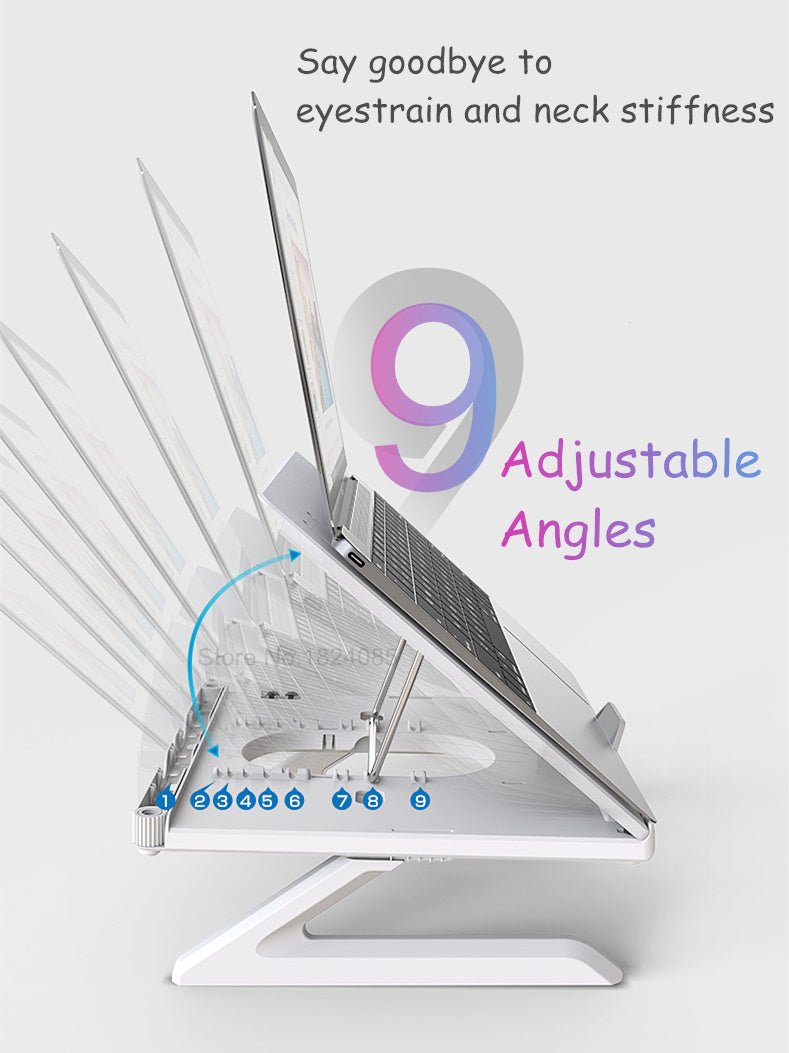 Exclusive Multifunctional folding lifting laptop stand — White — Detail View