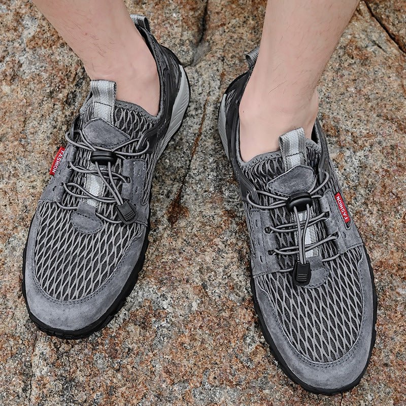 Exclusive Non-slip Soft-soled Mesh Surface Hiking Shoes — Black — Size 38 — Top View
