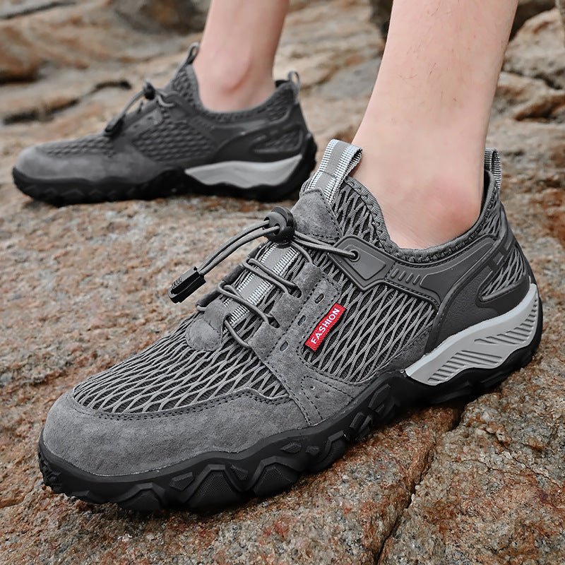 Exclusive Non-slip Soft-soled Mesh Surface Hiking Shoes — Black — Size 38 — Back View