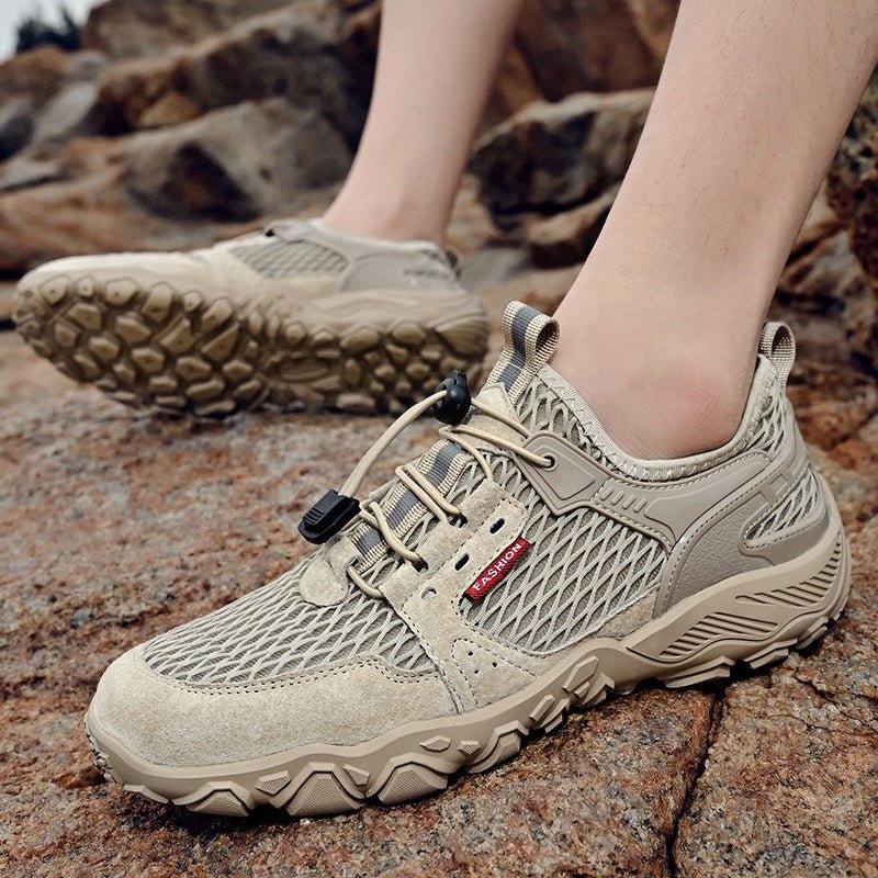 Exclusive Non-slip Soft-soled Mesh Surface Hiking Shoes — Black — Size 38 — Front View