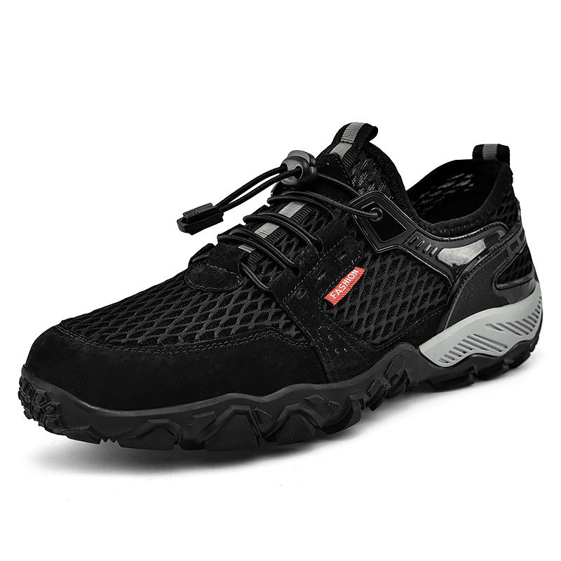 Exclusive Non-slip Soft-soled Mesh Surface Hiking Shoes — Black — Size 38 — Lifestyle View