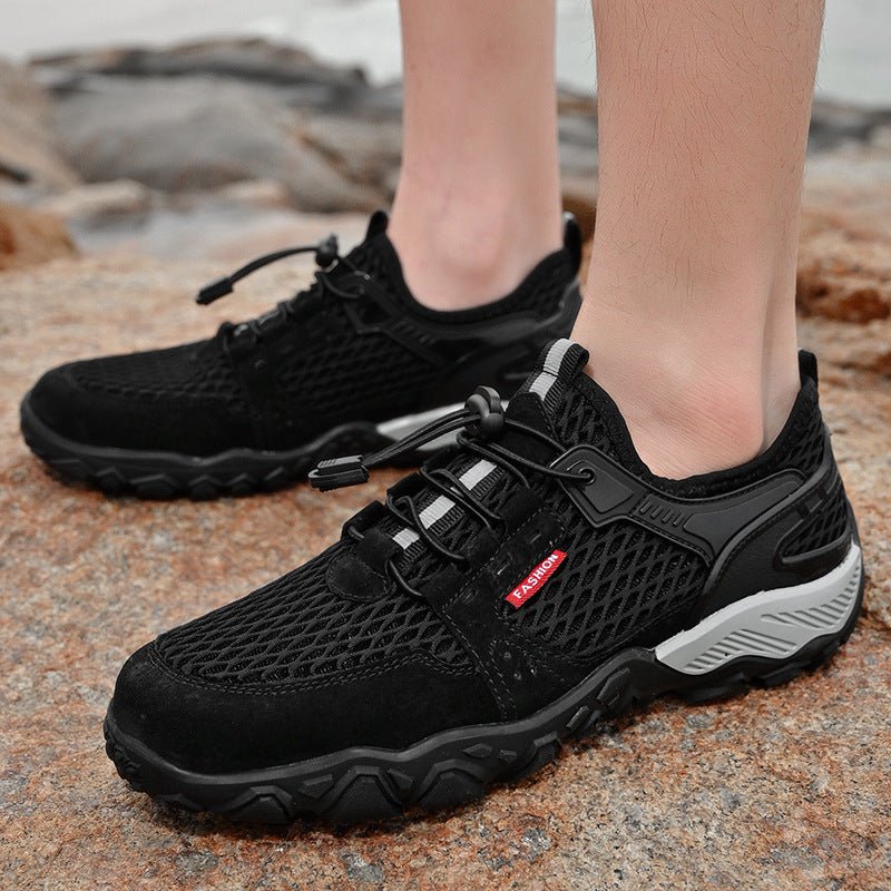 Exclusive Non-slip Soft-soled Mesh Surface Hiking Shoes — Black — Size 38 — Side View