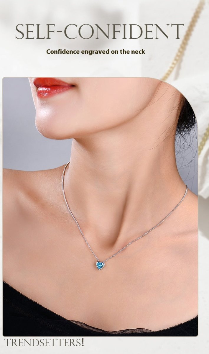 Exclusive Ocean Heart S925 Sterling Silver Necklace — Blue — Size 925 Silver — Alternate View 7