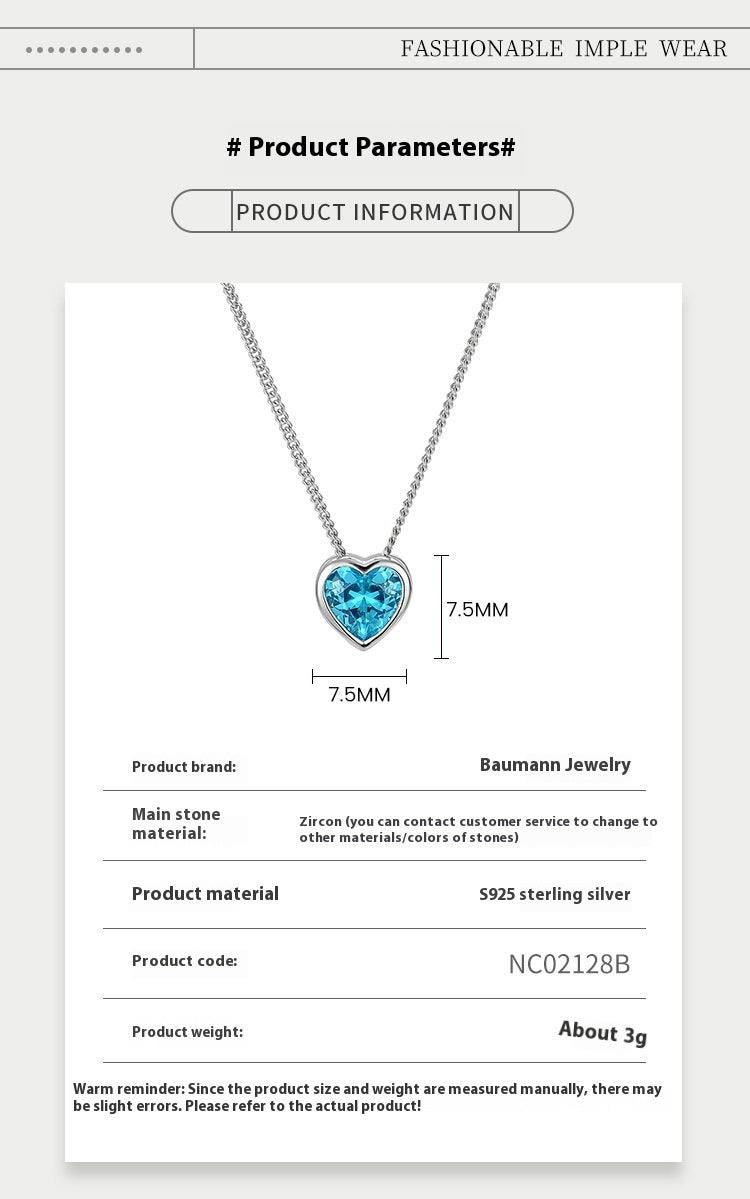 Exclusive Ocean Heart S925 Sterling Silver Necklace — Blue — Size 925 Silver — Alternate View 9