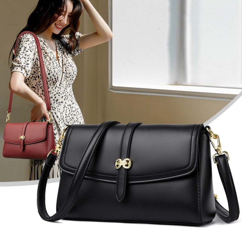 Exclusive One-shoulder Crossbody Fashion Women's Bag — Black — Front View