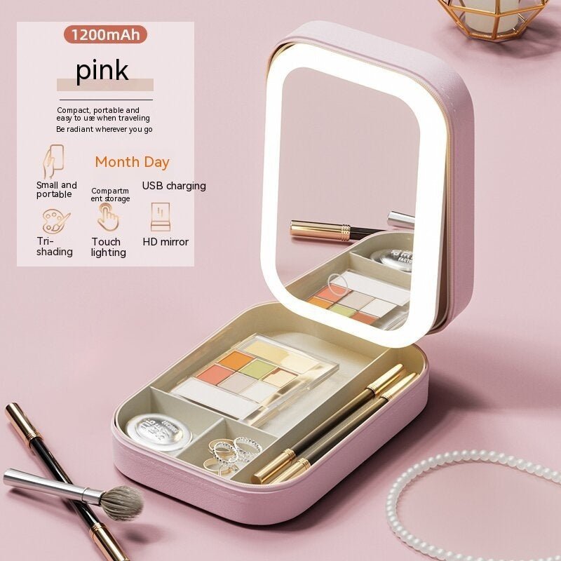 Exclusive Portable Makeup Organizer — Cherry Blossom Pink — Size USB — Back View