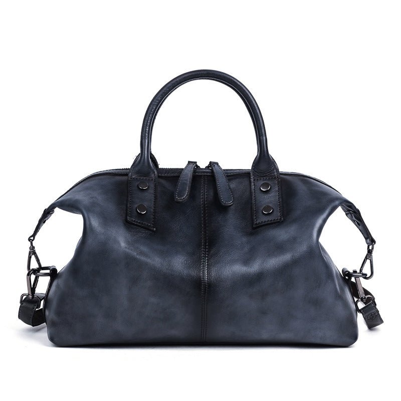 Exclusive Retro Cowhide Handbag | Vintage Leather Bag — Vintage coffee — Detail View