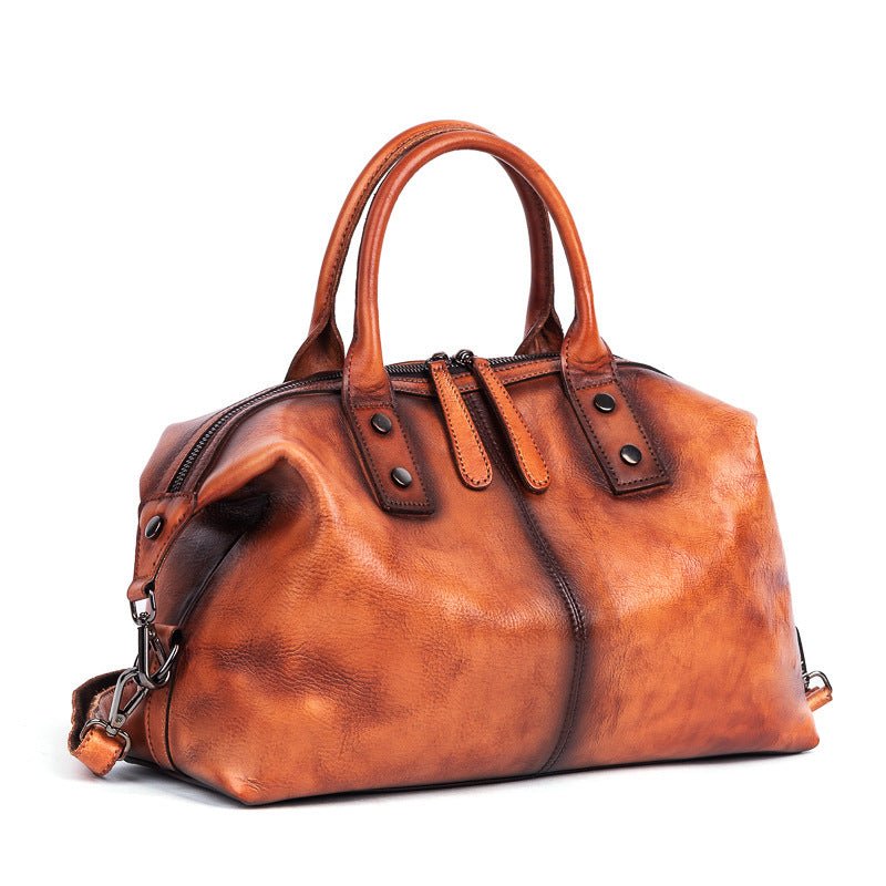 Exclusive Retro Cowhide Handbag | Vintage Leather Bag — Vintage coffee — Alternate View 7