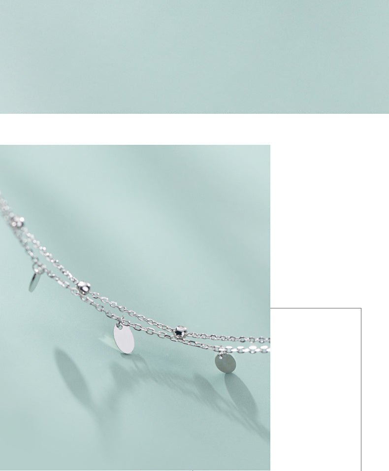 Exclusive S925 Silver Double-Layer Bead Anklet — S925 Silver Anklet — Size 925 Silver — Detail View