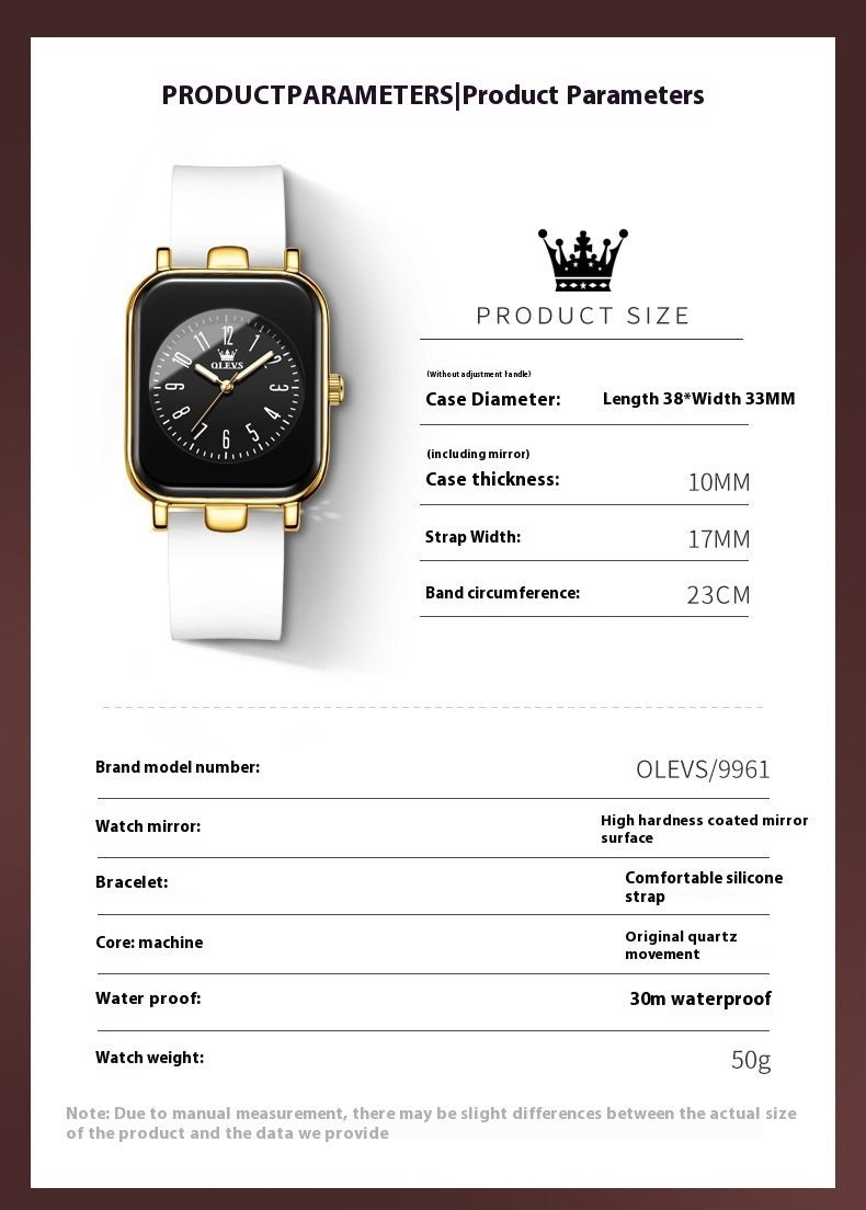 Exclusive Simple Trendy Silicone Band Quartz Watch For Women — Black Tape Gold Shell — Lifestyle View