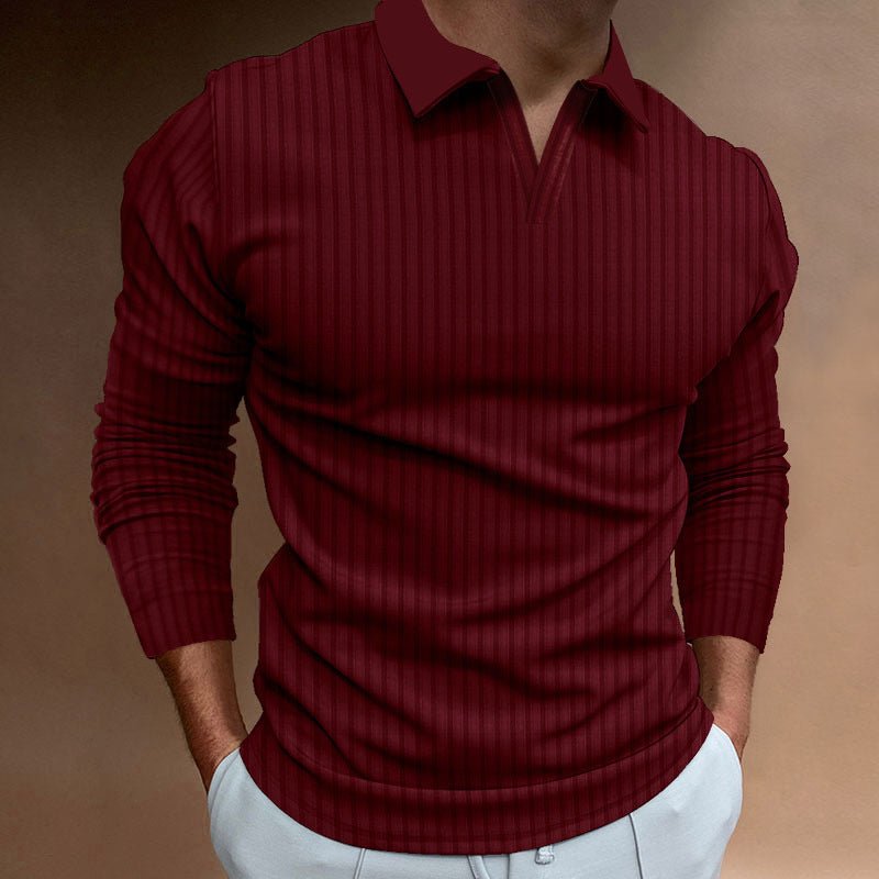 Exclusive Solid Color Fitness Business Casual Lapels Long Sleeve — White — Size S — Lifestyle View