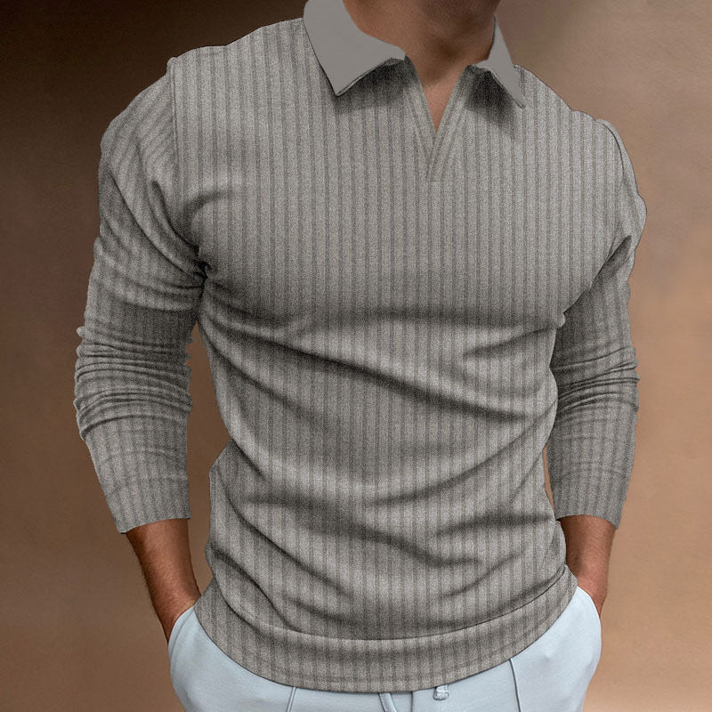 Exclusive Solid Color Fitness Business Casual Lapels Long Sleeve — White — Size S — Top View