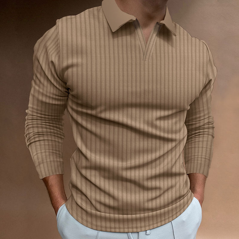 Exclusive Solid Color Fitness Business Casual Lapels Long Sleeve — White — Size S — Alternate View 7