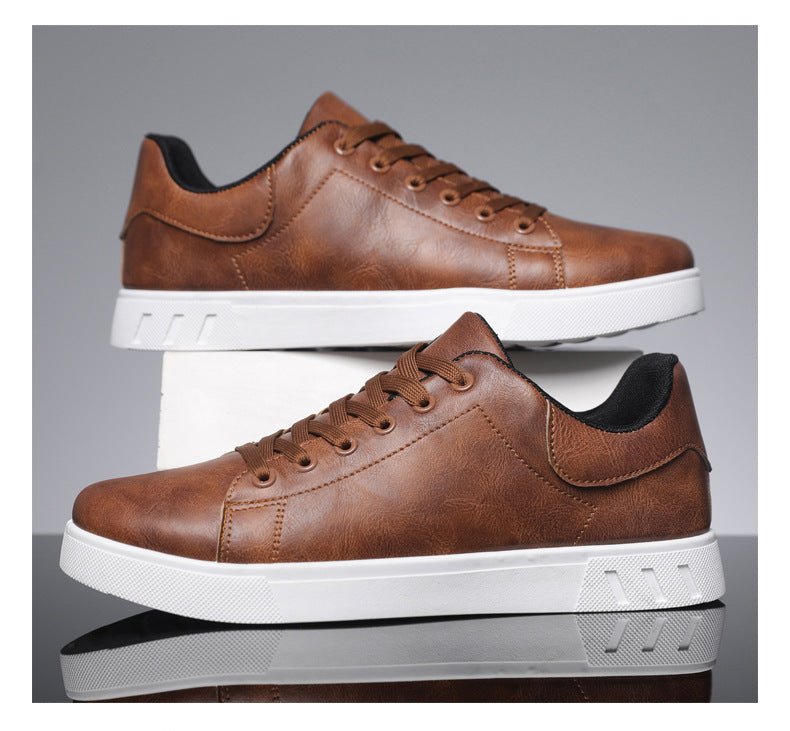 Exclusive Men's Casual PU Leather Shoes – Low-Top Flat Heel Everyday Sneakers — Dark Brown — Size 39 — Alternate View 7