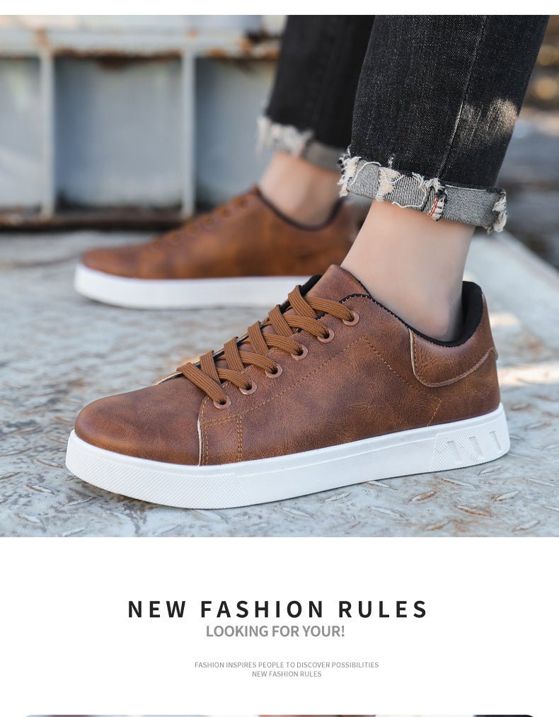 Exclusive Men's Casual PU Leather Shoes – Low-Top Flat Heel Everyday Sneakers — Dark Brown — Size 39 — Alternate View 8