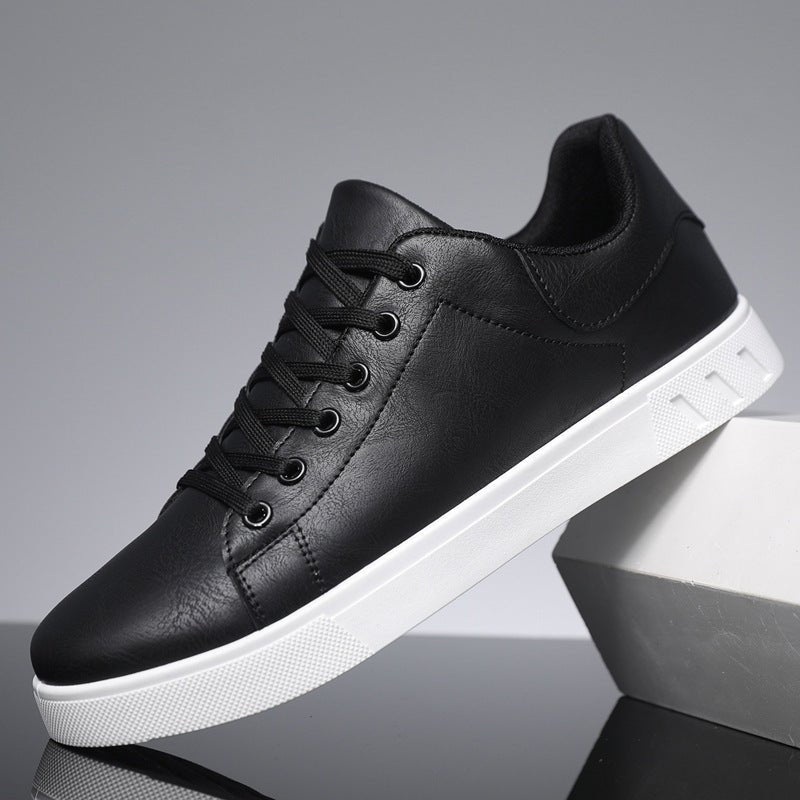 Exclusive Men's Casual PU Leather Shoes – Low-Top Flat Heel Everyday Sneakers — Dark Brown — Size 39 — Top View