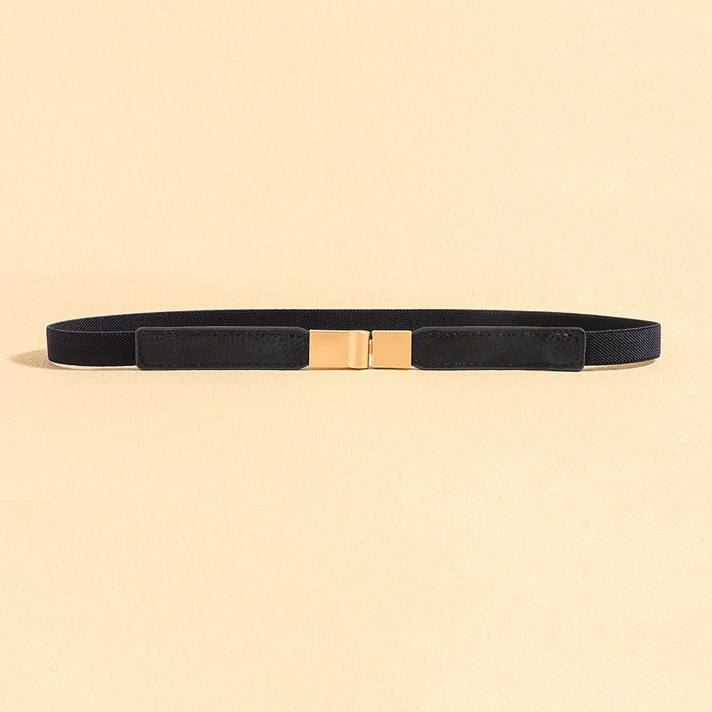 Exclusive Square Buckle Belt — Beige — Size 60to80cm — Side View