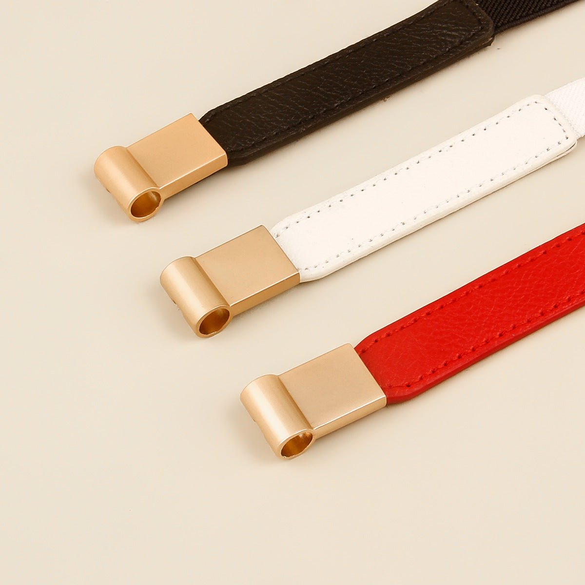 Exclusive Square Buckle Belt — Beige — Size 60to80cm — Detail View