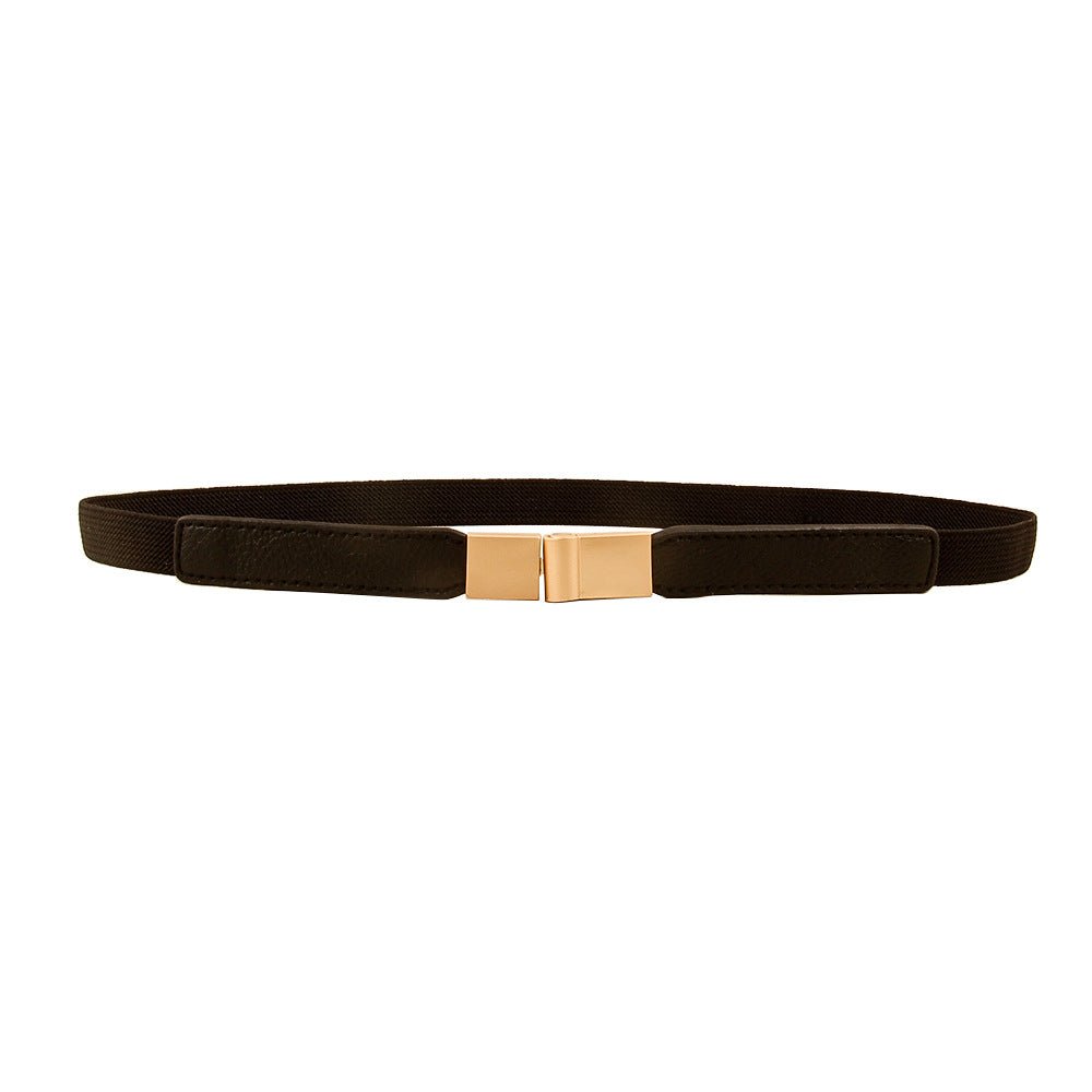 Exclusive Square Buckle Belt — Beige — Size 60to80cm — Back View