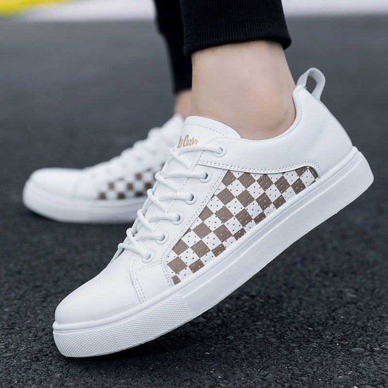 Exclusive Summer Men's PU Leather Casual Shoes — White And Black — Size 39 — Top View