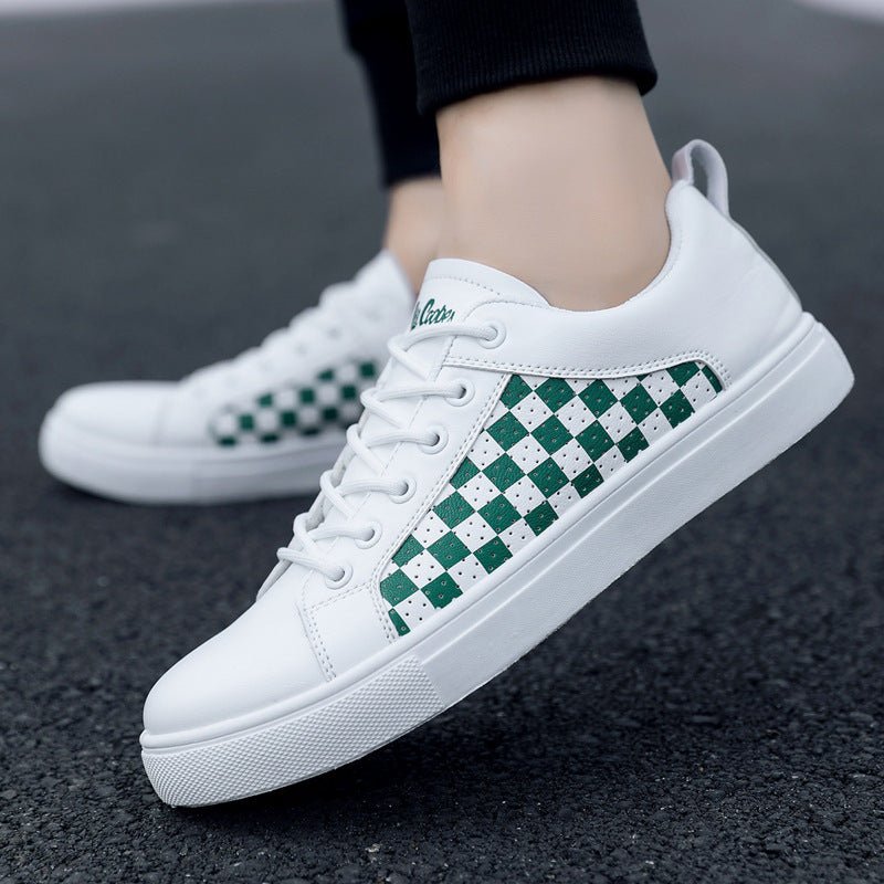 Exclusive Summer Men's PU Leather Casual Shoes — White And Black — Size 39 — Back View