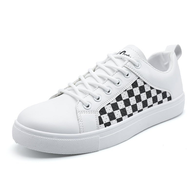 Exclusive Summer Men's PU Leather Casual Shoes — White And Black — Size 39 — Detail View