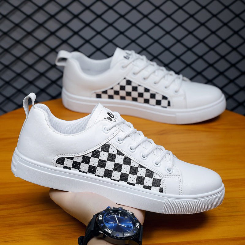 Exclusive Summer Men's PU Leather Casual Shoes — White And Black — Size 39 — Lifestyle View