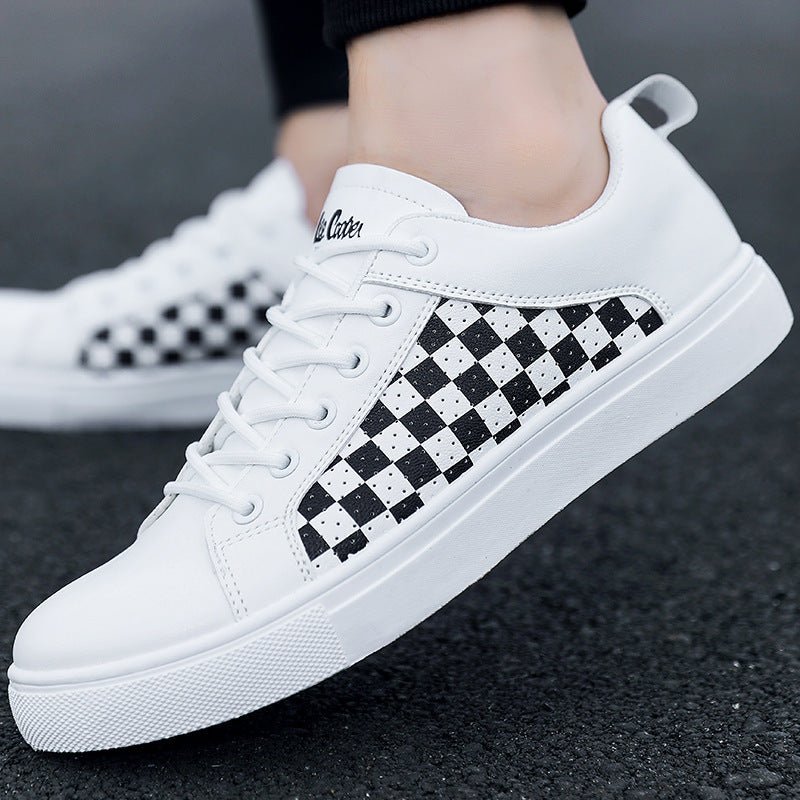 Exclusive Summer Men's PU Leather Casual Shoes — White And Black — Size 39 — Side View