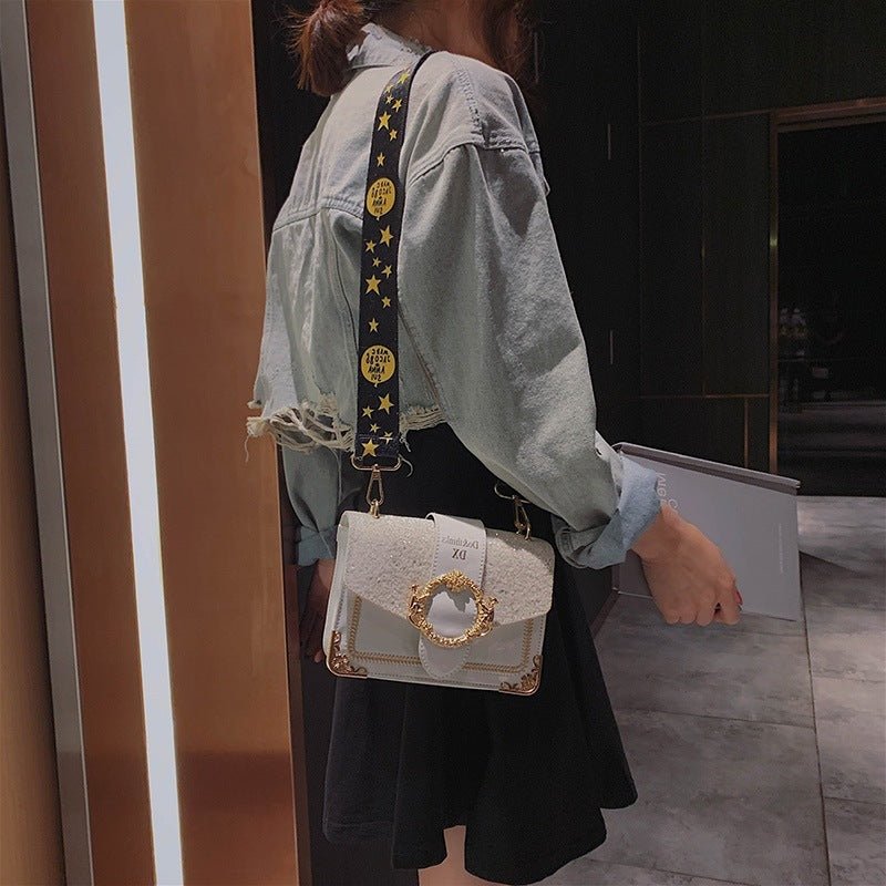 Exclusive Textured sequin crossbody shoulder bag — Wine Red — Front View