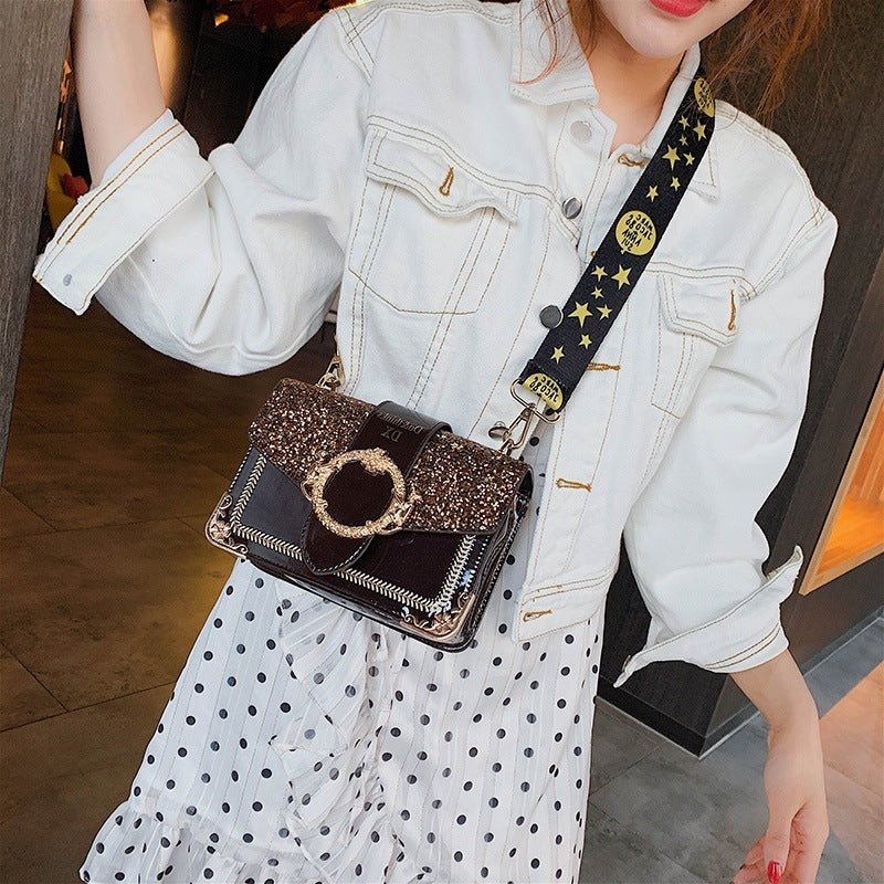 Exclusive Textured sequin crossbody shoulder bag — Wine Red — Back View