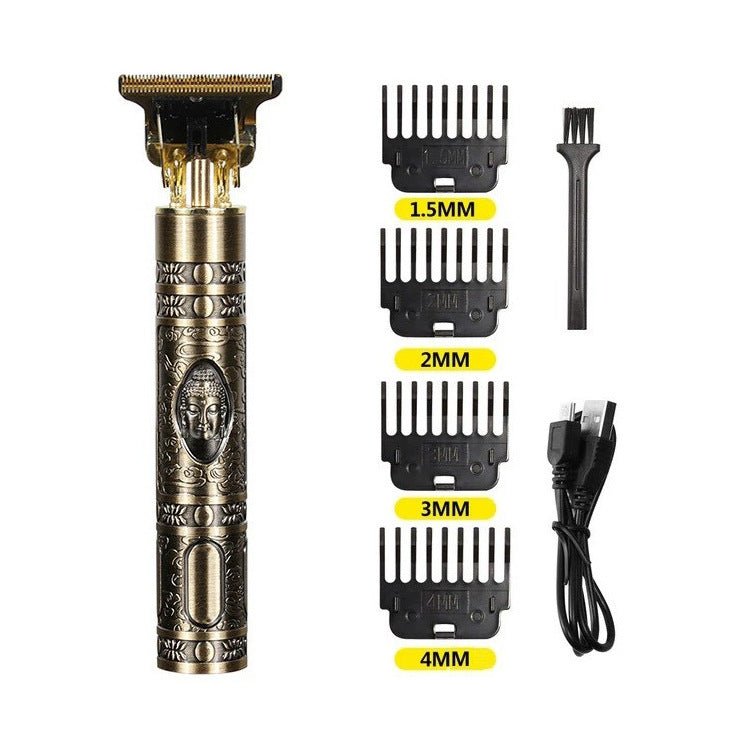 Exclusive Trim Electric Metal Hair Cutting Knife Clippers — Buddha Head — Back View