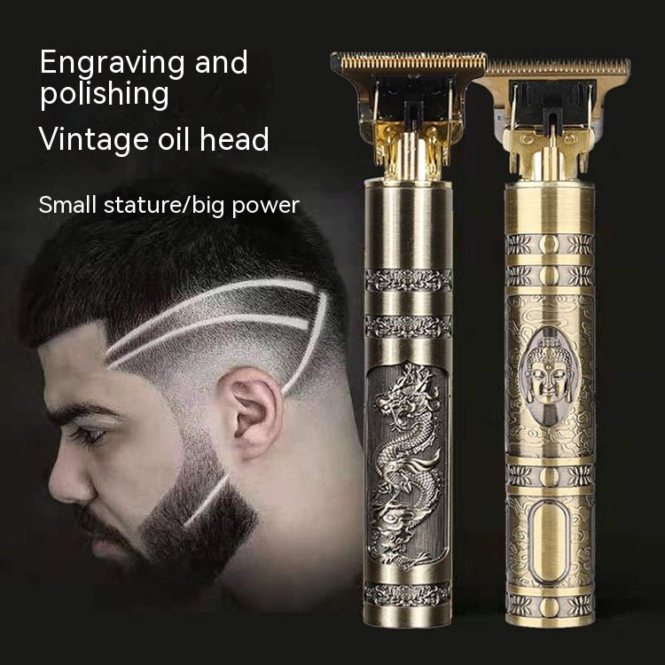 Exclusive Trim Electric Metal Hair Cutting Knife Clippers — Buddha Head — Front View