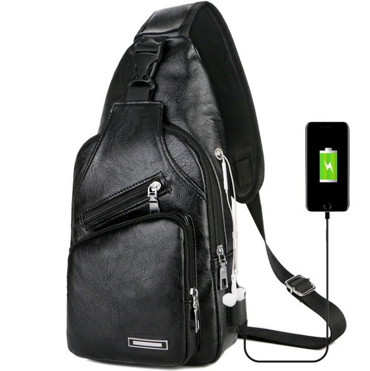 Exclusive USB Portable Charging Chest Bag — Light brown — Lifestyle View