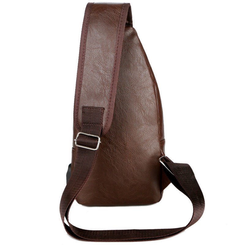 Exclusive USB Portable Charging Chest Bag — Light brown — Side View