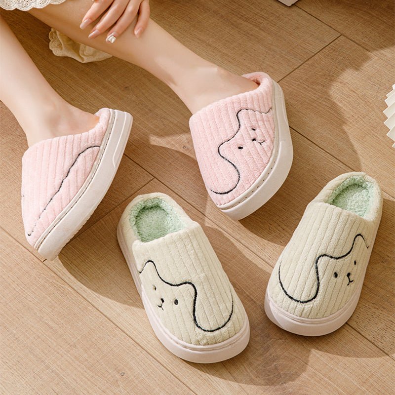 Exclusive Warm Plush Slippers — Pink — Size 36to37 — Back View