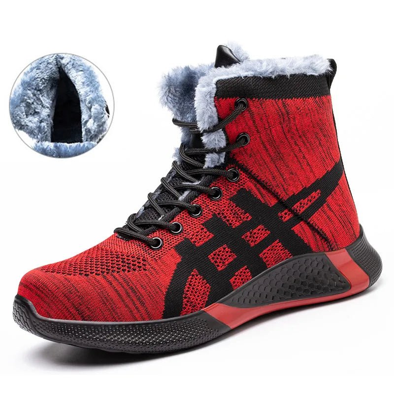 Exclusive Warm Thickened Breathable Lace-up Safety Shoes — Black Velvet — Size Size36 — Side View
